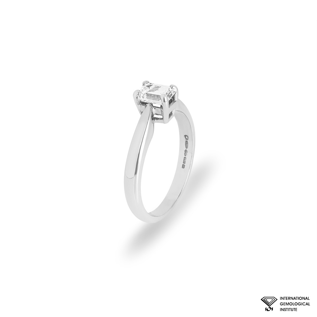 White Gold Emerald Cut Diamond Ring 0.73ct G/VS2